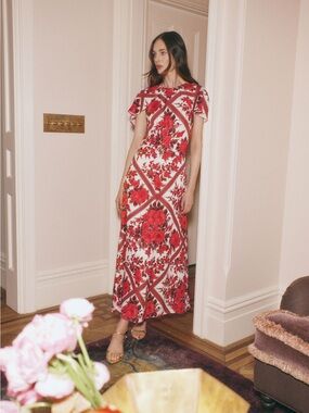 Hill House Davina Red Rose Maxi Dress Size XS* see description